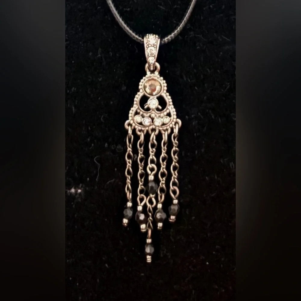 Silver Chandelier Necklace and Earring Set